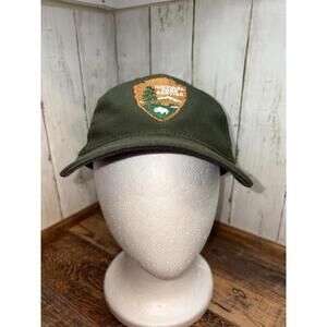 Vintage National Park Service Eagle Snap Leather Strapback Hat Green Made in USA